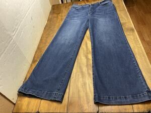 Stetson Jeans High Rise Wide Leg Womens Size 16 Long Blue Stretch Denim